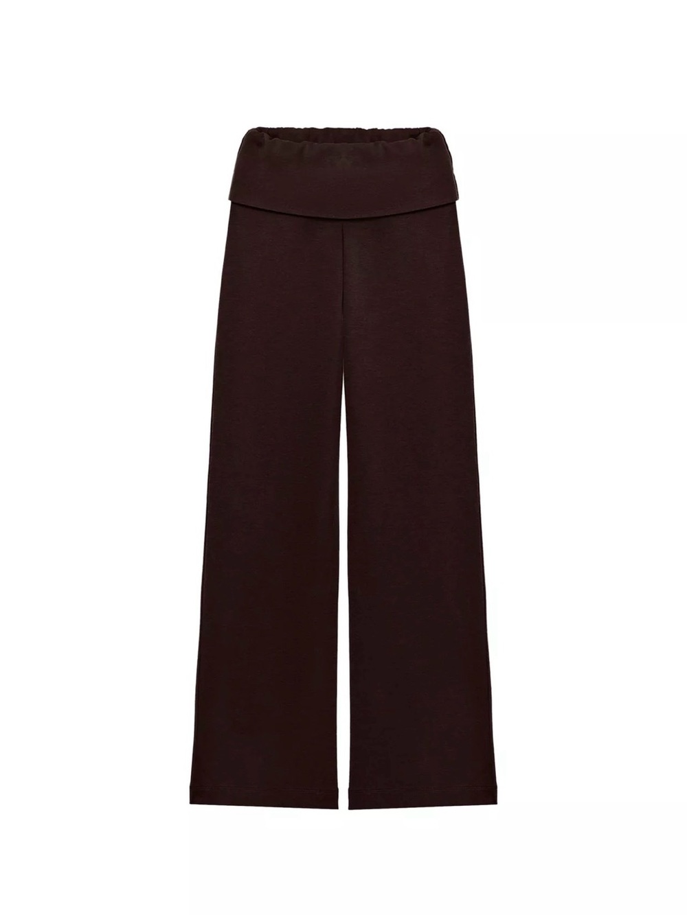 Zara Dark Brown Wide-Leg Fold-Over Waist Pants
